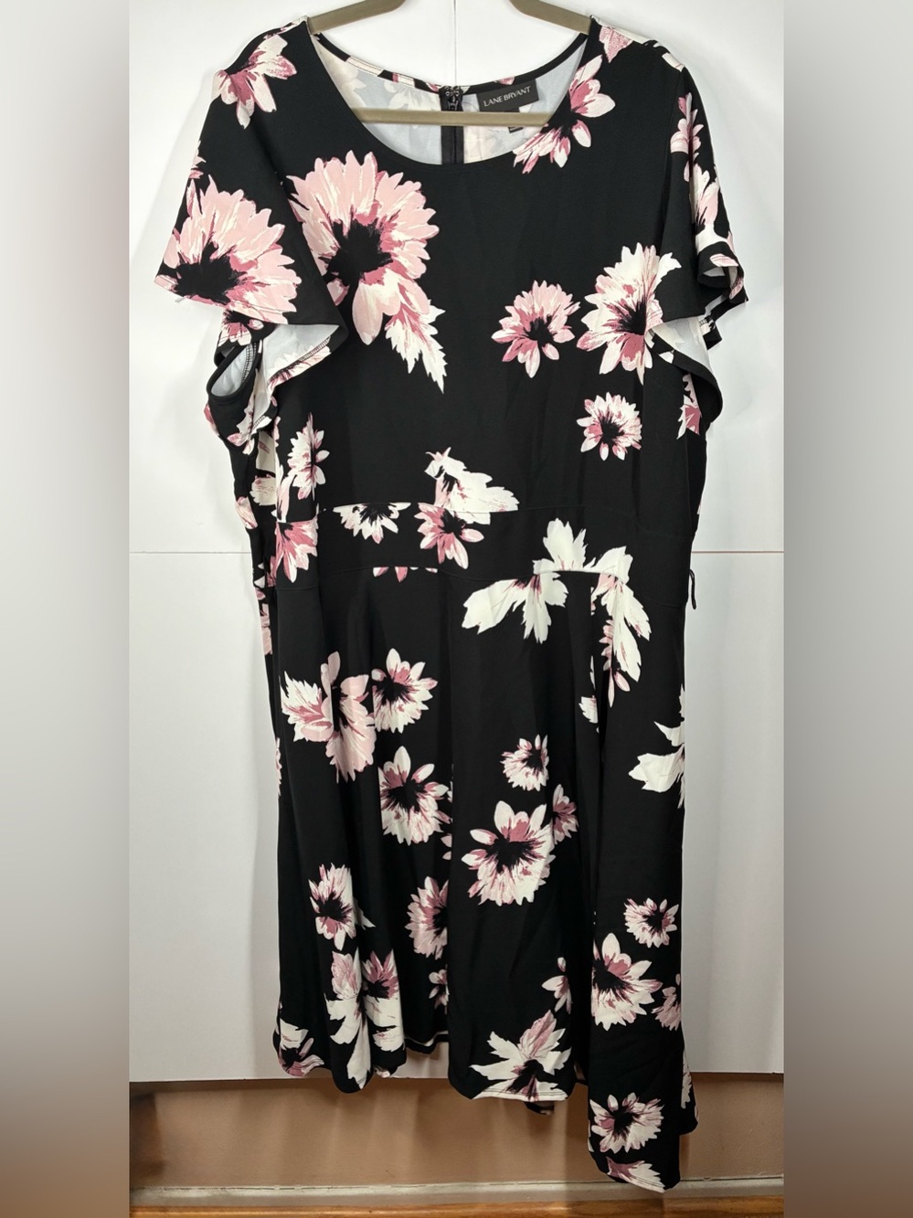 Lane Bryant Black Pink White Floral Fit & Flare Dress Size 26